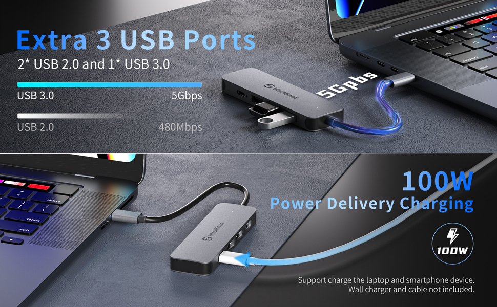 USB C 100W PD Charging Hub 4 ports UCN3583-1